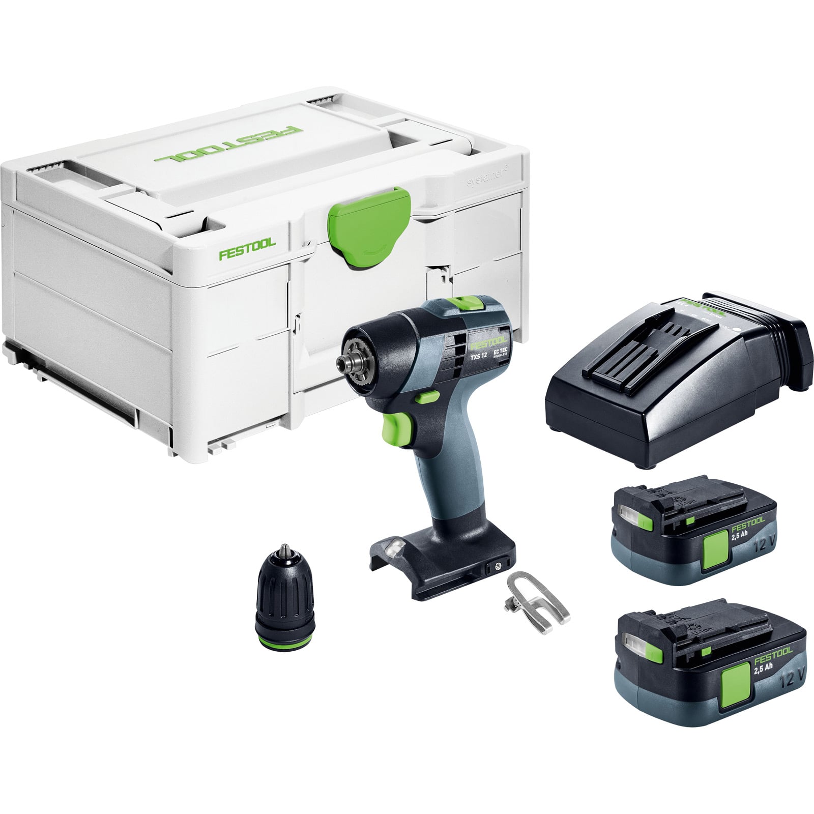 Festool Akku-Bohrschrauber TXS 12 2,5-Plus / 2x 2,5 Ah Akku + Ladegerät im Systainer - 576873