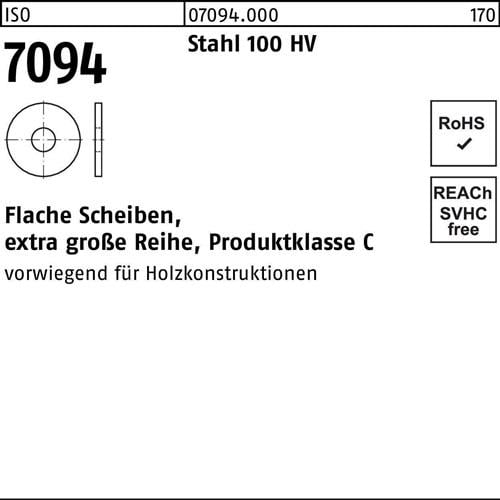 Unterlegscheibe ISO 7094 16 Stahl 100 HV 50 Stück
