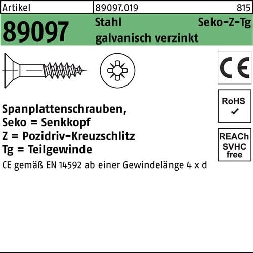 Spanplattenschraube R 89097 SEKO PZ TG 5x40/24-Z Stahl galv.verz. 500St.