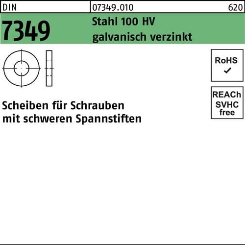 Scheibe DIN 7349 19x44x 8 Stahl 100HV galv.verz. 50 Stück