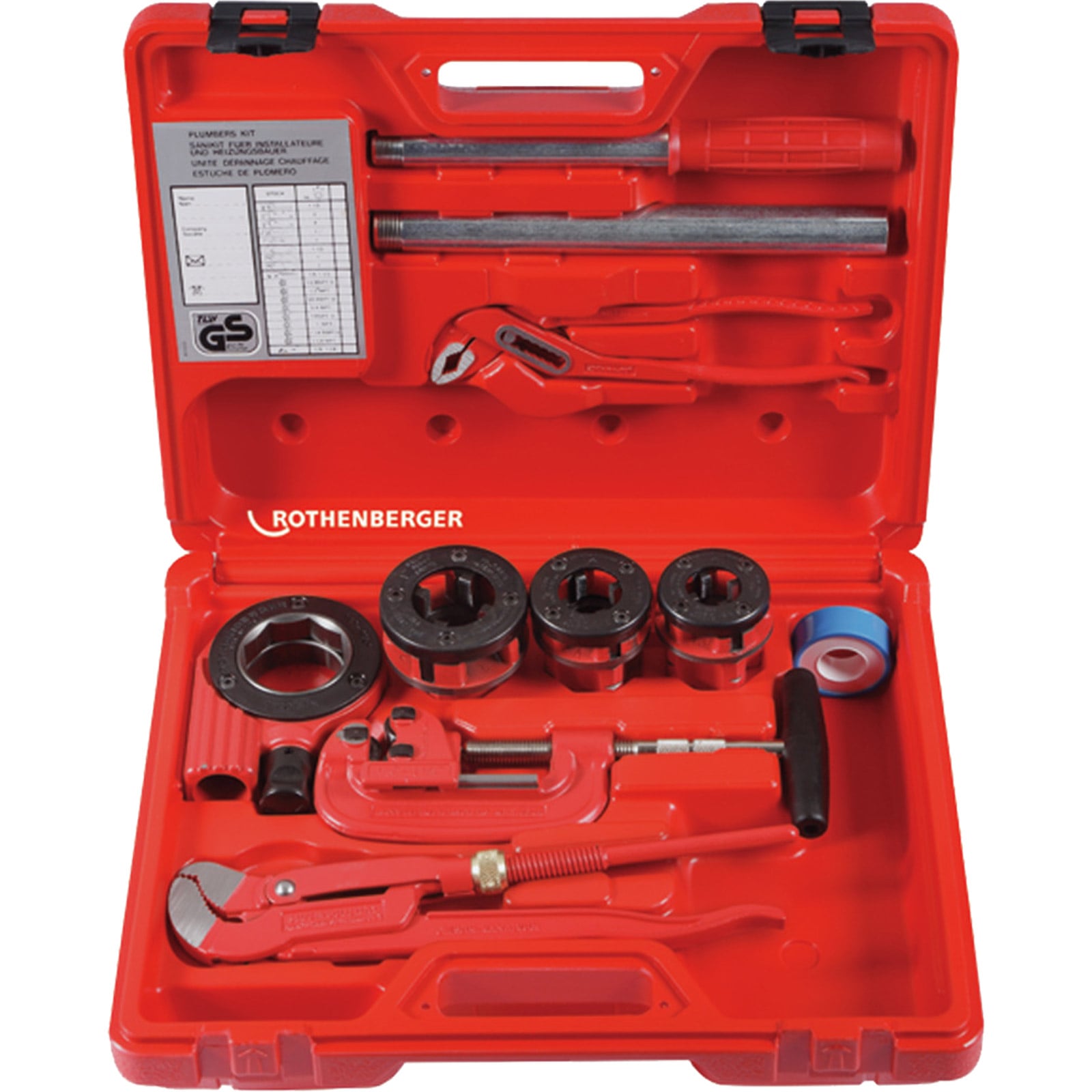 ROTHENBERGER SANIKIT mit Eckrohrzange SUPER S 1", 10-teilig - 70600