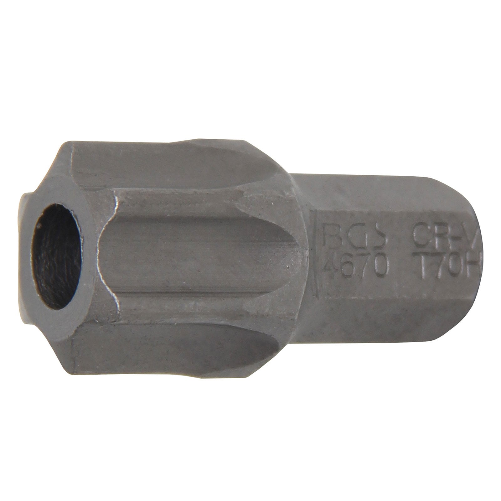 BGS Bit Antrieb Außensechskant 10 mm (3/8") T-Profil (für Torx) mit Bohrung T70 - 4670