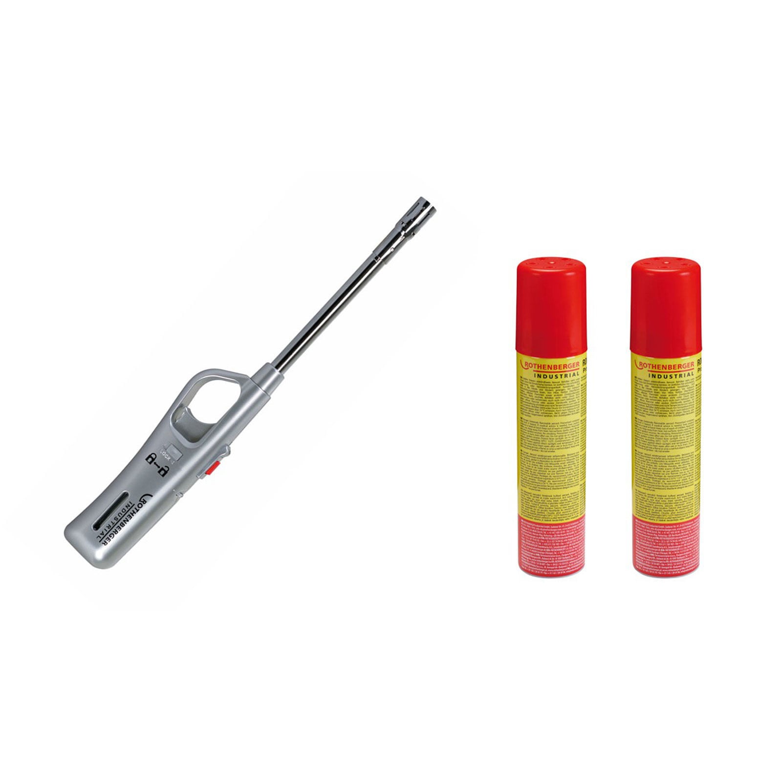 ROTHENBERGER Industrial 1x Gasanzünder Sturmsicher inkl. 2x Rofill Gas 100 ml - 1500005172