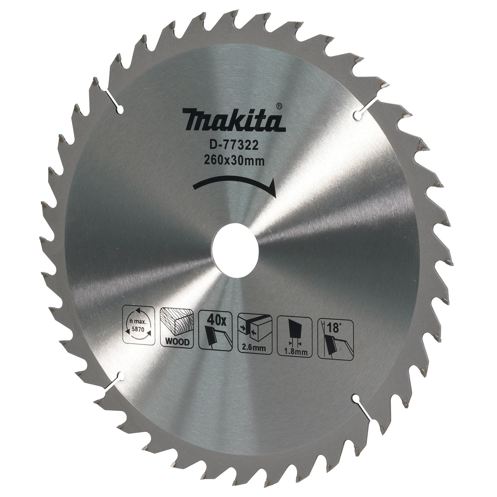 Makita TCT Sägeblatt 260x40Zx30 mm - D-77322