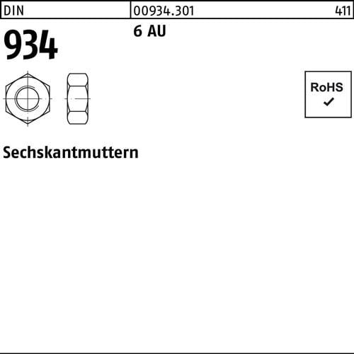Sechskantmutter DIN 934 M68 6 Automatenstahl 1 Stück