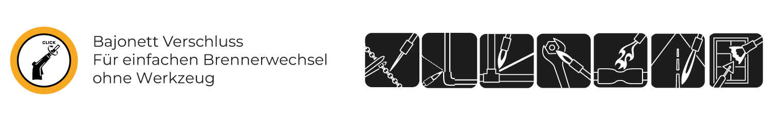Sievert Bajonettverschluss für einfachen Brennerwechsel ohne Werkzeug