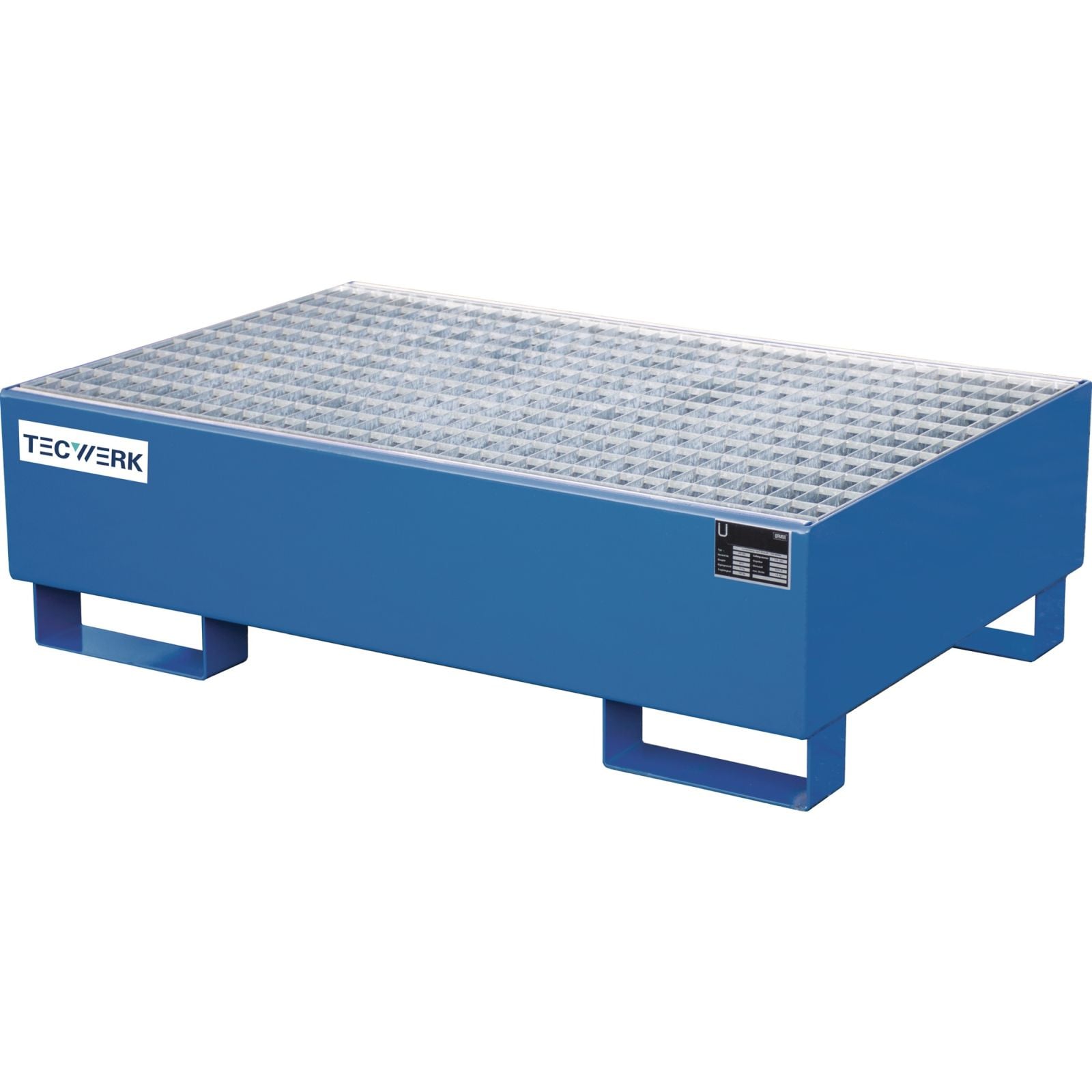 Auffangwanne 215l L1200xB800xH360mm Stahlbl.m.Gitterrost blau TECWERK