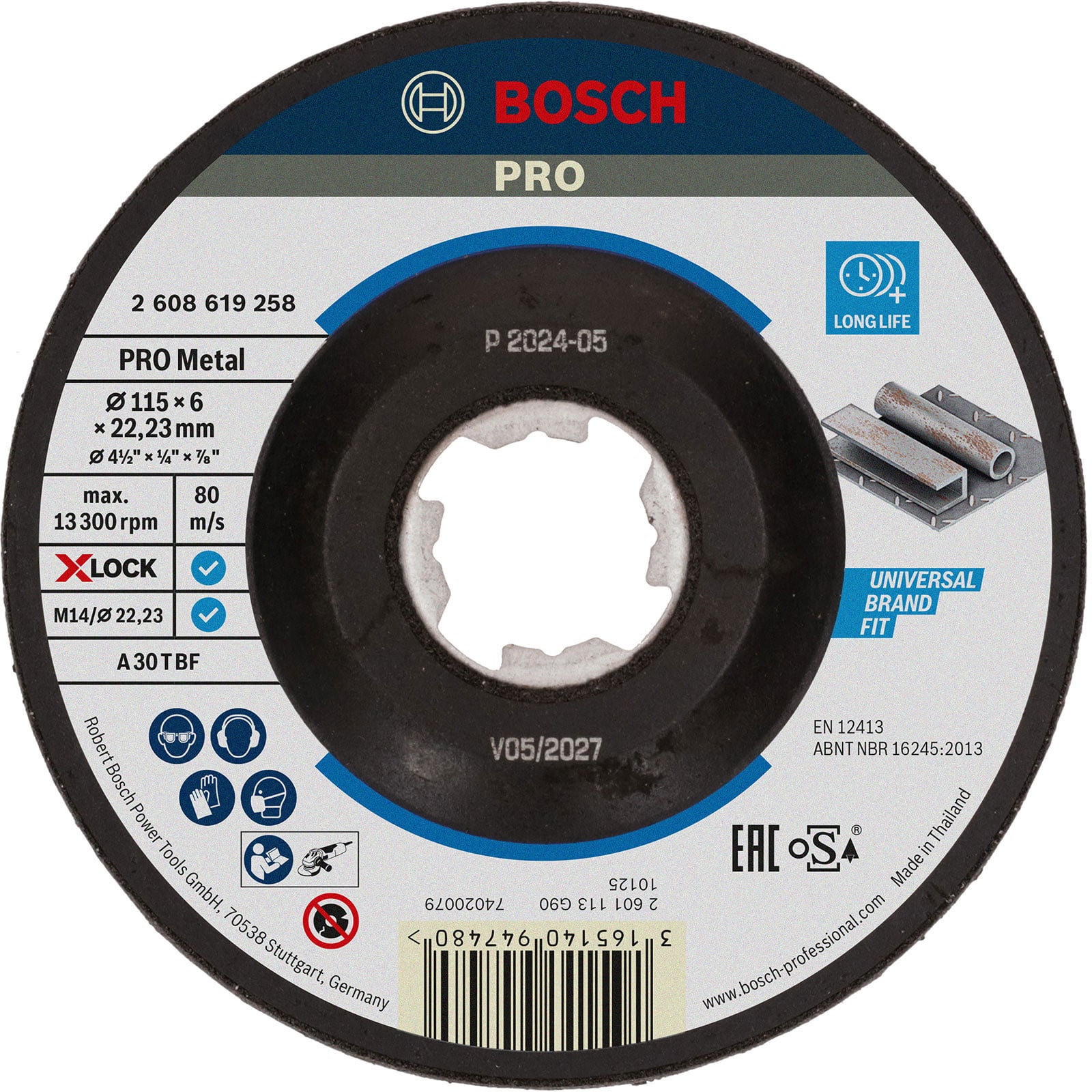 Bosch PRO Metal X-Lock Schleifscheibe 115 x 6 x 22,23 mm - 2608619258