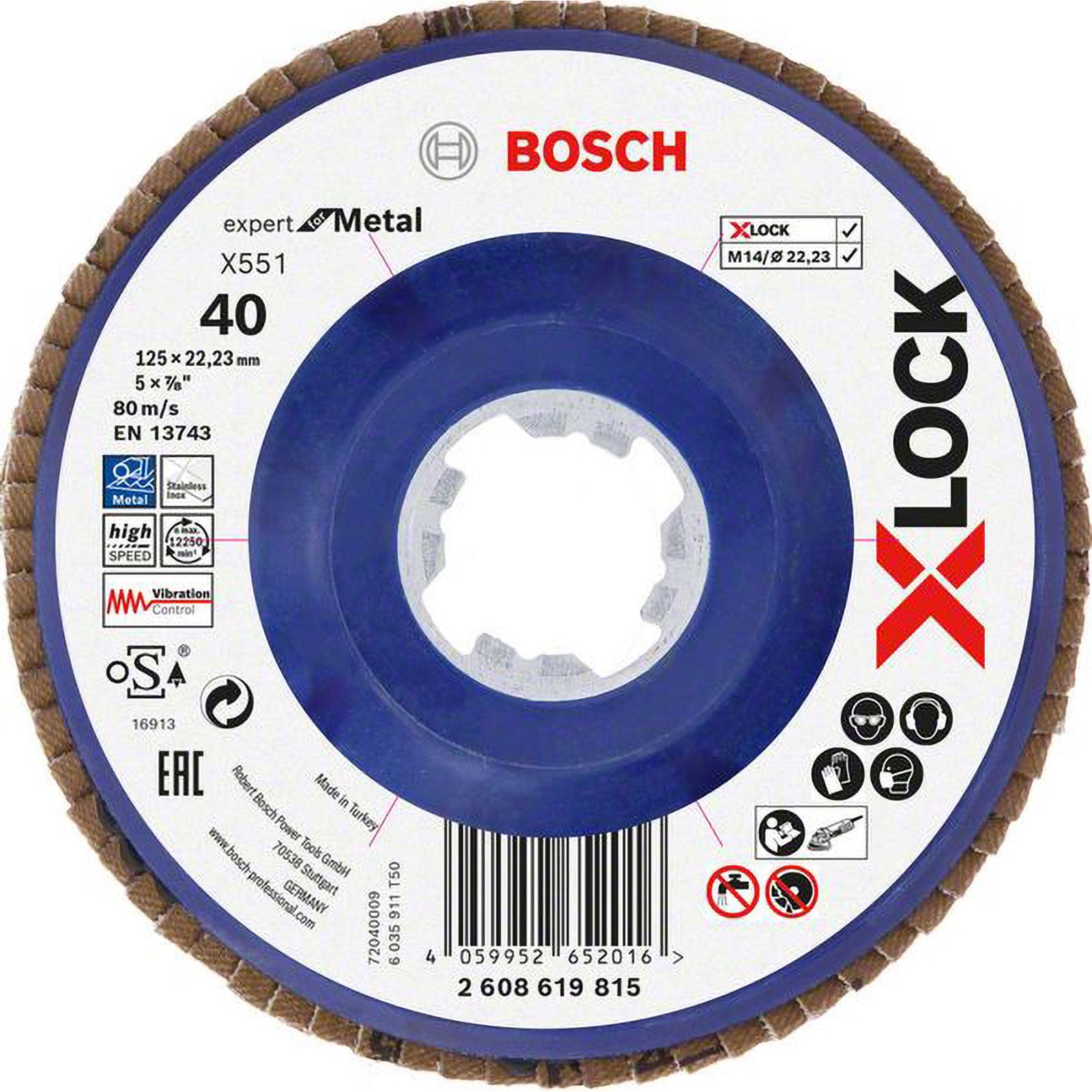 Bosch X-LOCK-Fächerschleifscheibe X551, Expert for Metal, K: 40, 125 mm - 2608619815