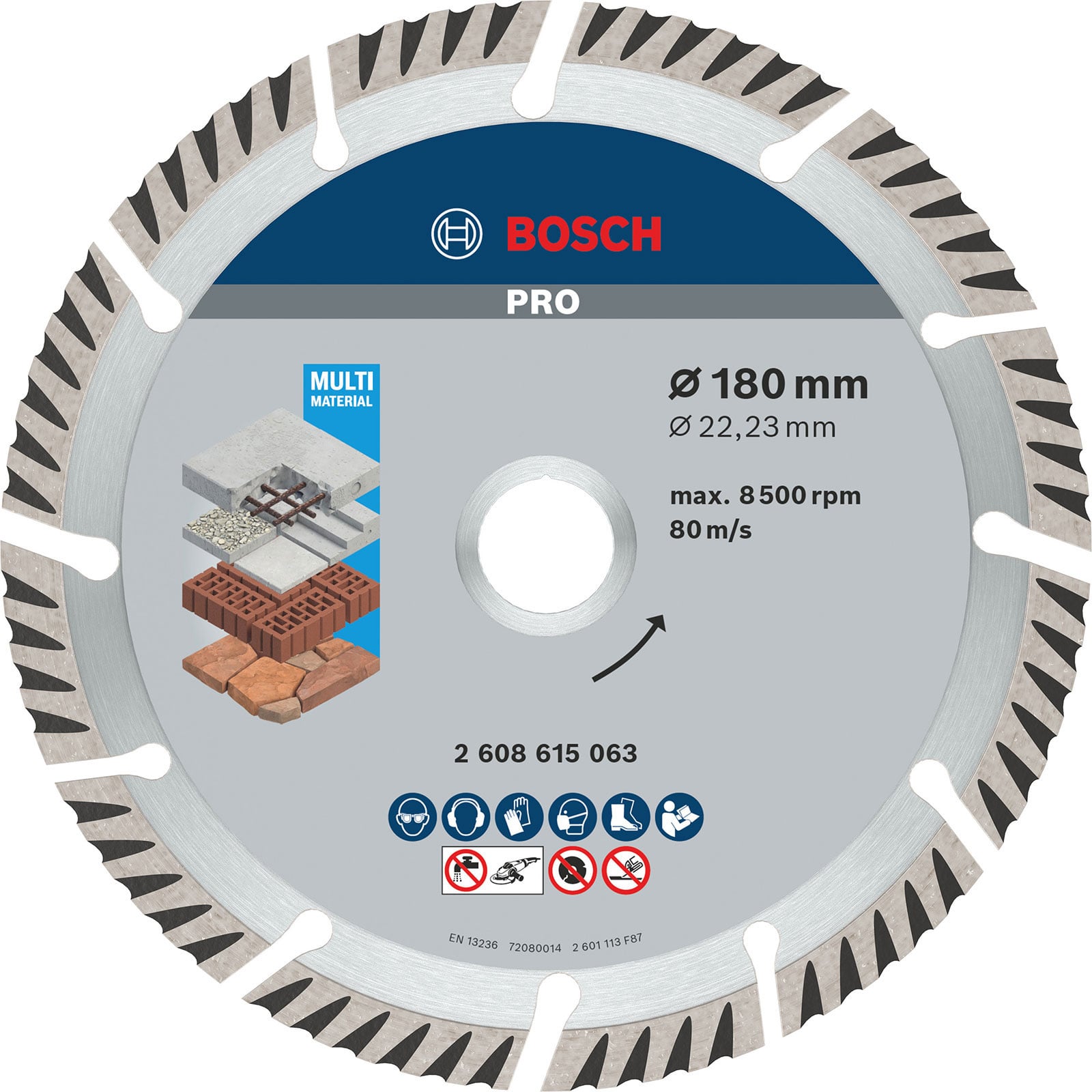 Bosch PRO Multi Material Diamanttrennscheibe 180 x 22,23 mm - 2608615063