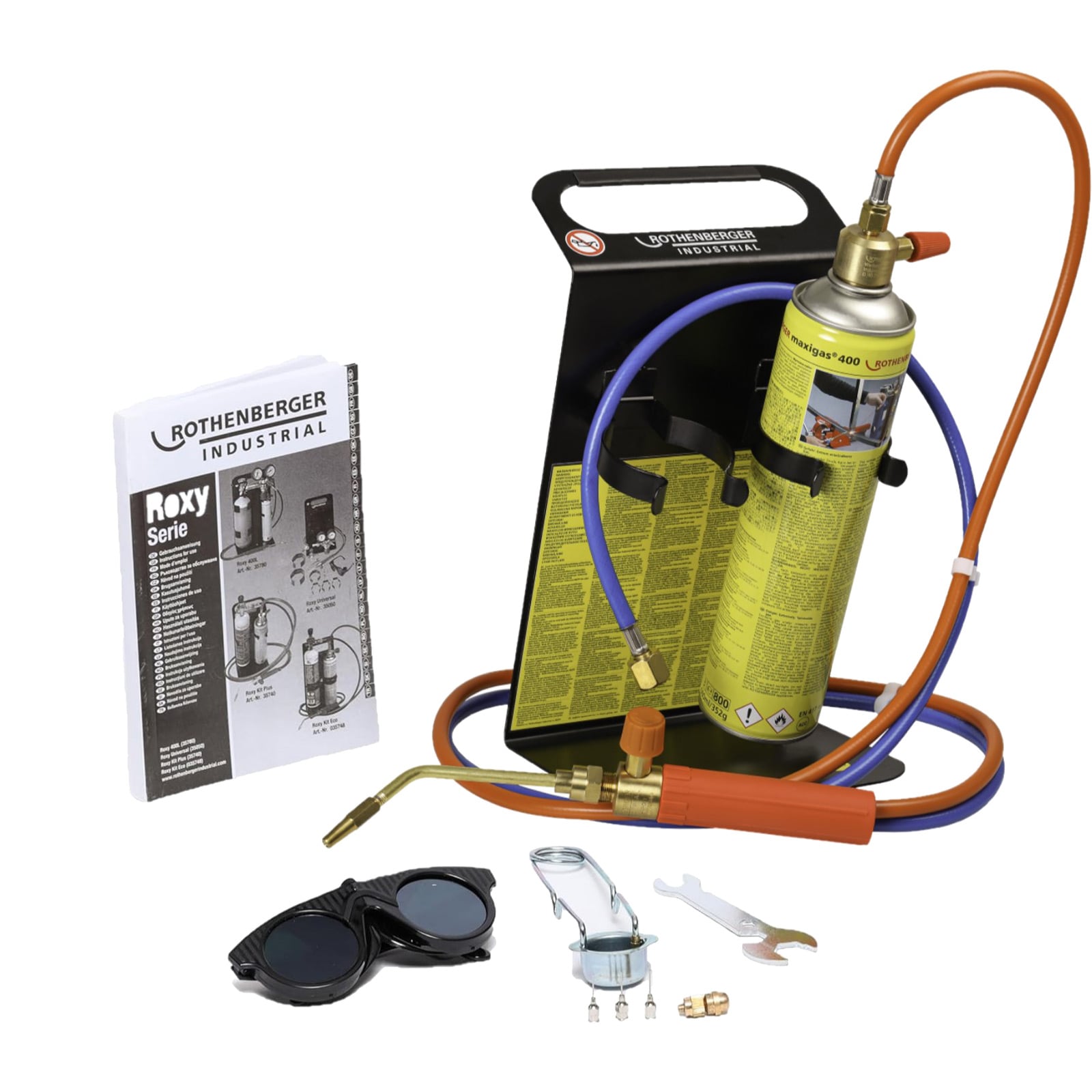 ROTHENBERGER Industrial Autogenschweiß- und Hartlötgerät Roxy Kit PLUS mit Zubehör-SET inkl. MAXIGAS 600ml - 1000001272