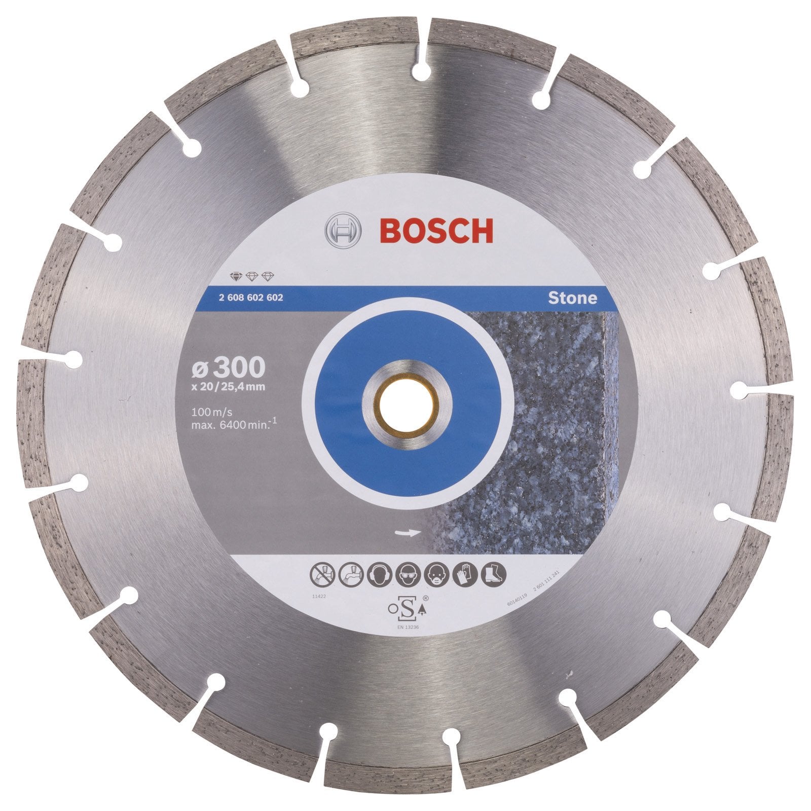Bosch Diamanttrennscheibe Standard for Stone, 300 x 20,00+25,40 x 3,1 x 10 mm -2608602602
