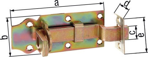 GAH Alberts Schlossriegel L.140mm B.52mm gekr.STA galv.gelb verz.Ausschub 30mm - 117047