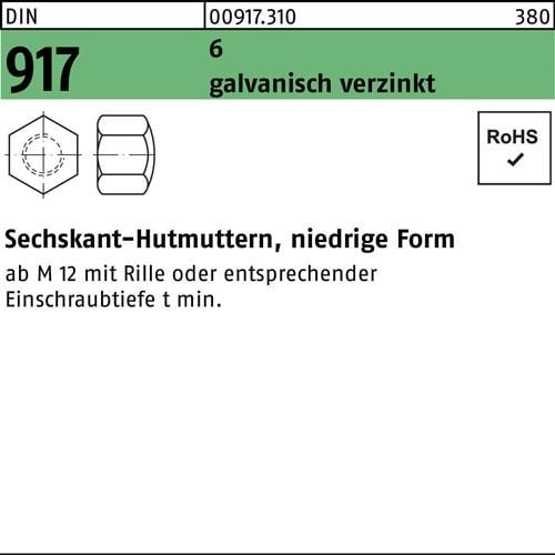 Sechskanthutmutter DIN 917 niedrige FormM5 6 galv.verz. 1000 Stück