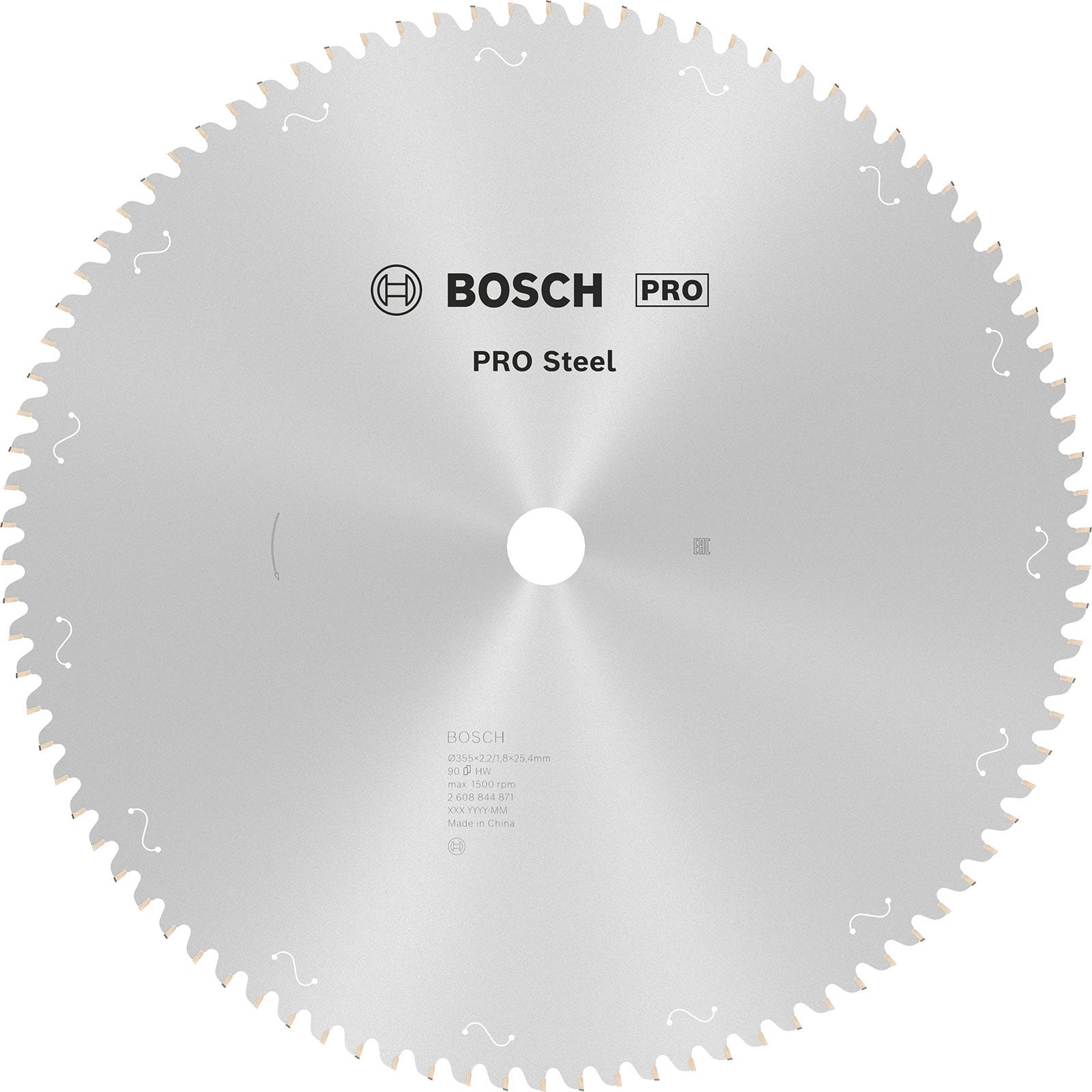Bosch PRO Steel Sägeblatt für Kreissägen Netz- / kabelgebunden 355 x 2,2 x 25,4 mm T90 - 2608844871