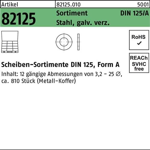 Scheibensortiment DIN 125 810tlg. Stahl galv.verz. 1 Stück