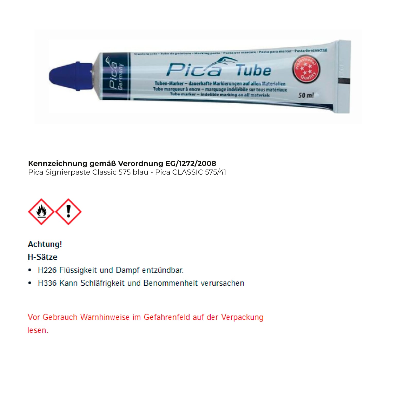 Pica Signierpaste Classic 575 blau - Pica CLASSIC 575/41