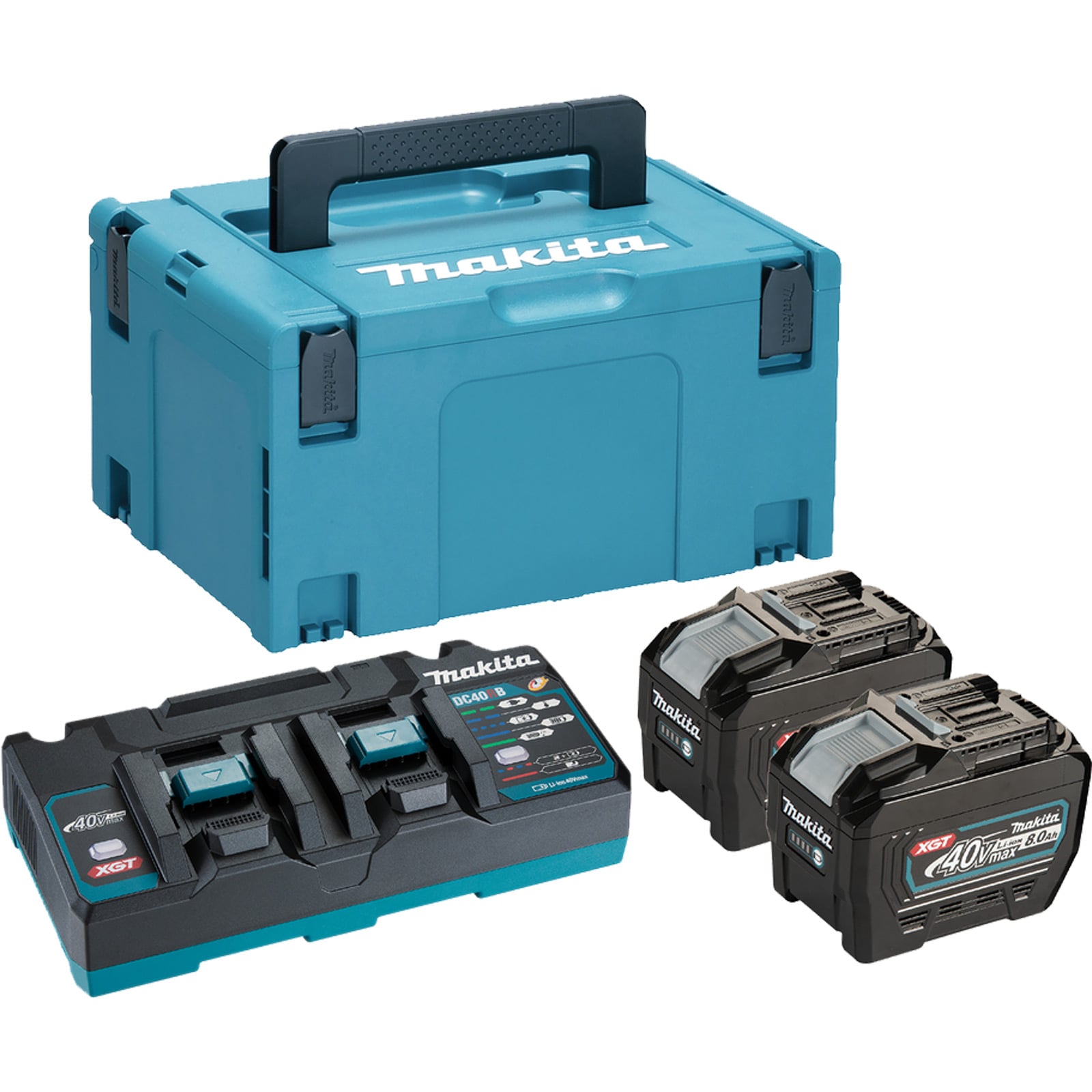 Makita Power Source Kit Li 40V inkl. Doppel-Schnellladegerät DC40RB und 2x Akkus BL4080F 8,0 Ah im MAKPAC Gr. 3 - 191Y97-1
