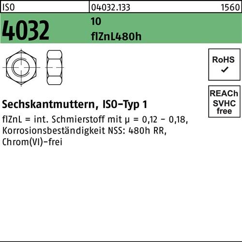 Sechskantmutter ISO 4032 M16 12 zinklamellenb. 100 Stück