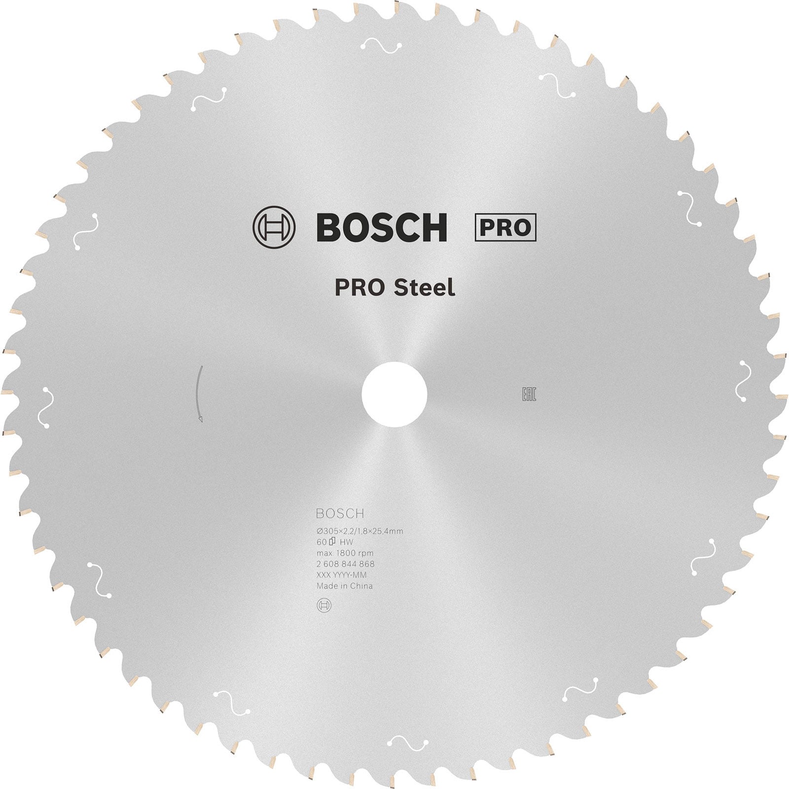 Bosch PRO Steel Sägeblatt für Kreissägen Netz- / kabelgebunden 305 x 2,2 x 25,4 mm T60 - 2608844868