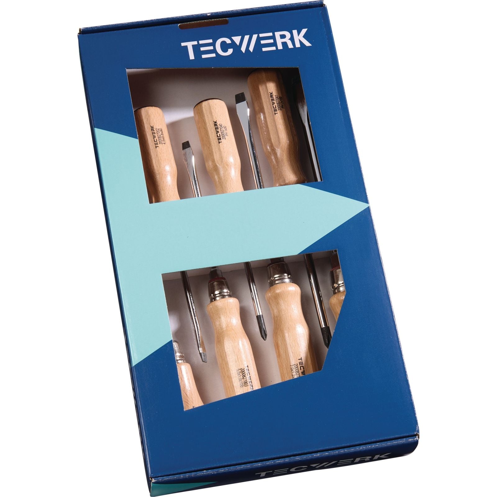 Schraubendrehersatz 7-tlg.Schlitz/PH/Aufreiber Holzgr.Rundklinge m.6-Kt-Ansatz