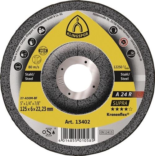 KLINGSPOR Schruppscheibe A 24 R Supra D 125 x S 6 mm - 13402