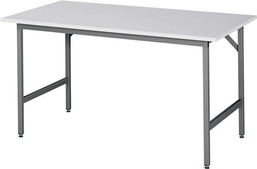 Arbeitstisch Jerry B1500xT800xH800-850mm Arbeitsplatte Melamin Gestell grau RAU