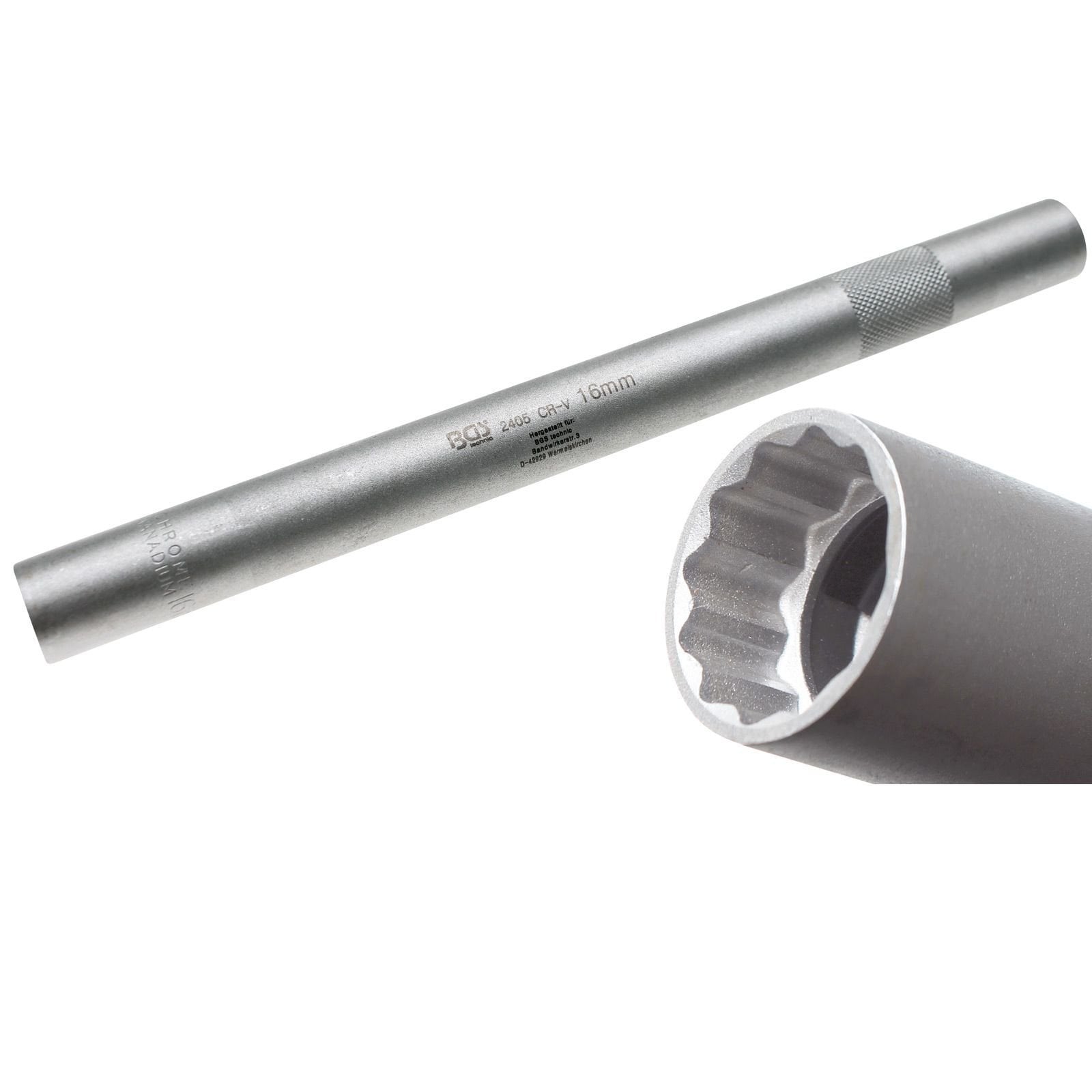 BGS Zündkerzen-Einsatz 16 mm mit Haltefeder 12-Kant 10 (3/8) - 2405