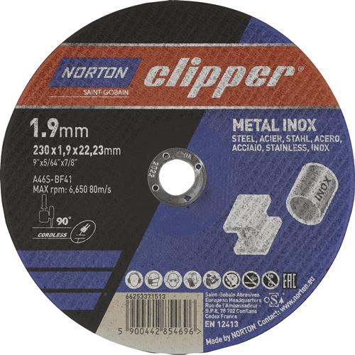 Trennscheibe D230x1,9mm Typ 41 Metall-Inox Bohr.22,23mm NORTON CLIPPER