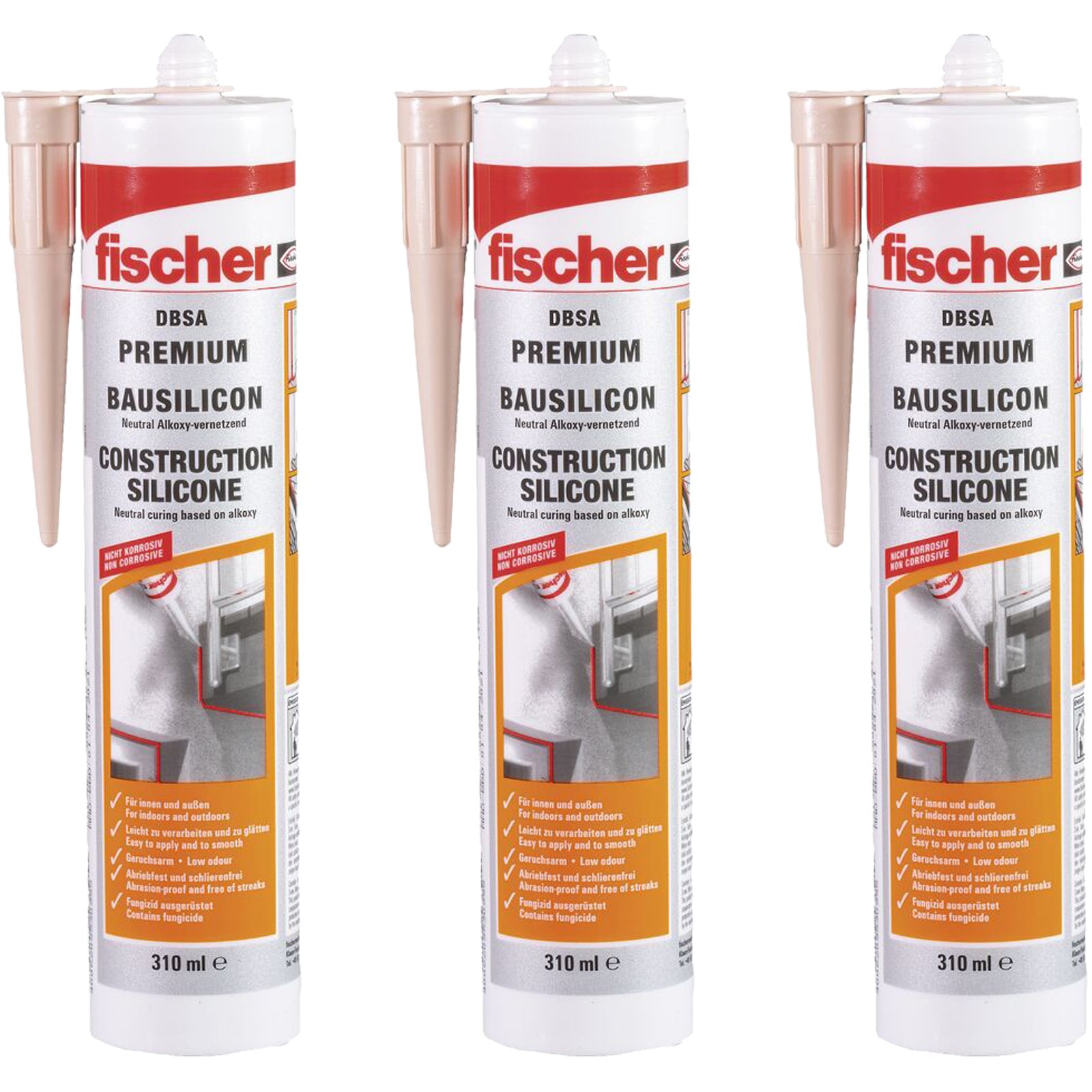 Fischer Bausilicon DBSA 310 betongrau 3er Set - 573643
