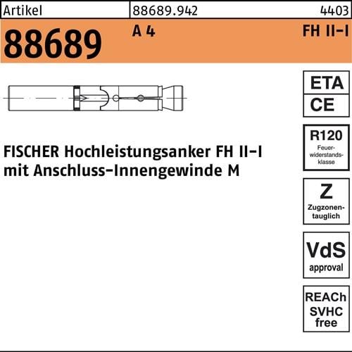 Hochleistungsanker R 88689 FH II 15/M 10 I A 4 25 Stück FISCHER