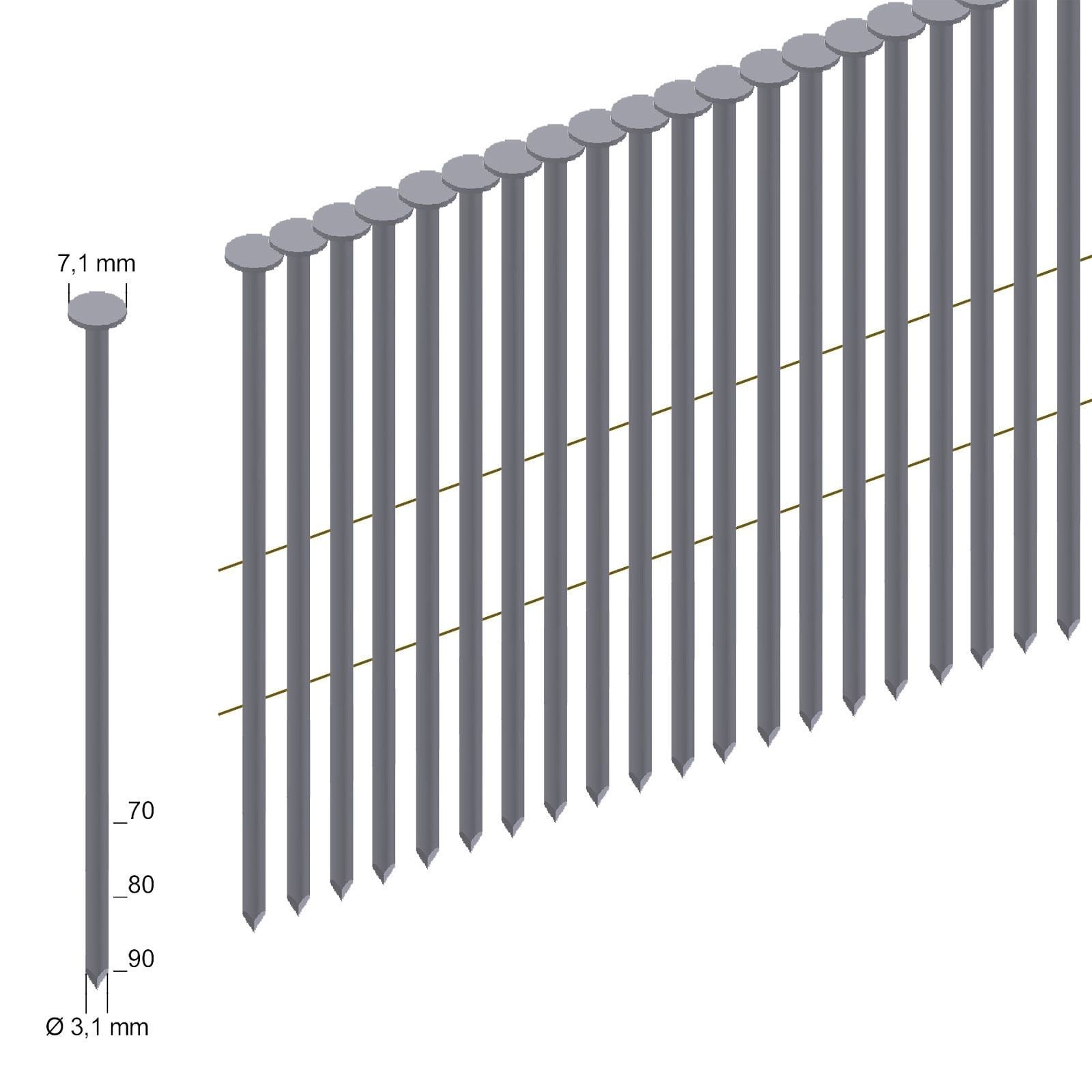 Prebena 4.800x Coilnägel (Rundkopf) blank Glattschaft 70 mm - CNW31/70BK