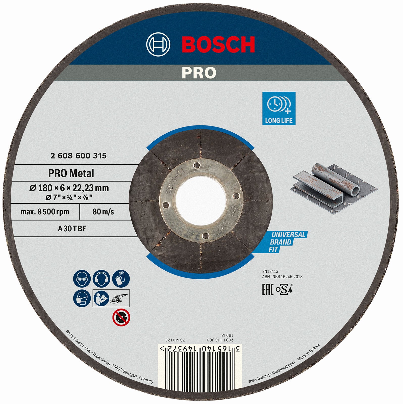 Bosch PRO Metal Schleifscheibe 180 x 6 x 22,23 mm - 2608600315