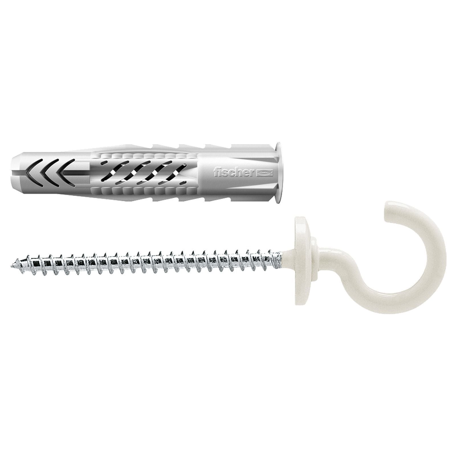 Fischer 25x Universaldübel UX 8X50 RH N mit Rand und Rundhaken nylonbeschichtet - 94412