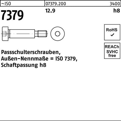 Paßschulterschraube ISO 7379 16 - M12x 40 12.9 Schaftpassung h8 25 Stück