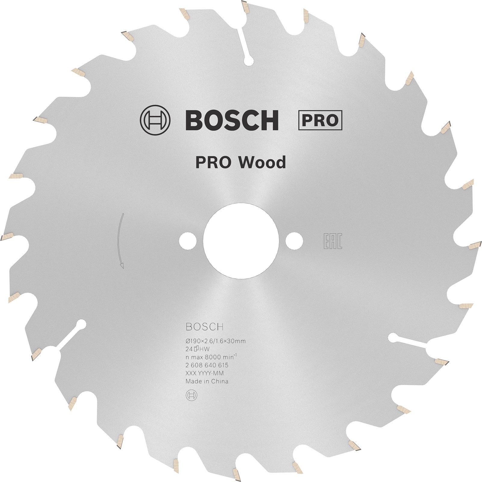Bosch PRO Wood Kreissägeblatt 190 x 2,6 x 30 mm - 2608640615