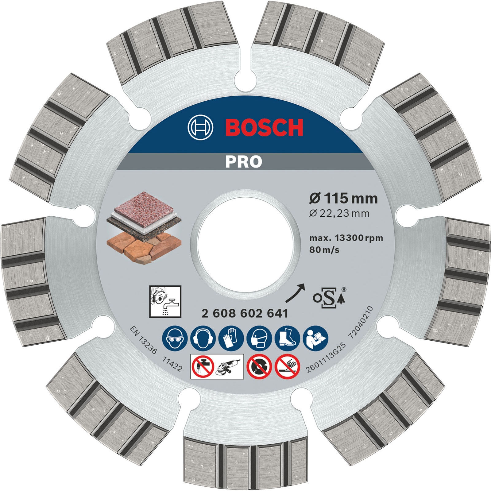 Bosch PRO Multi Material Diamanttrennscheibe 115 x 22,23 mm - 2608602641