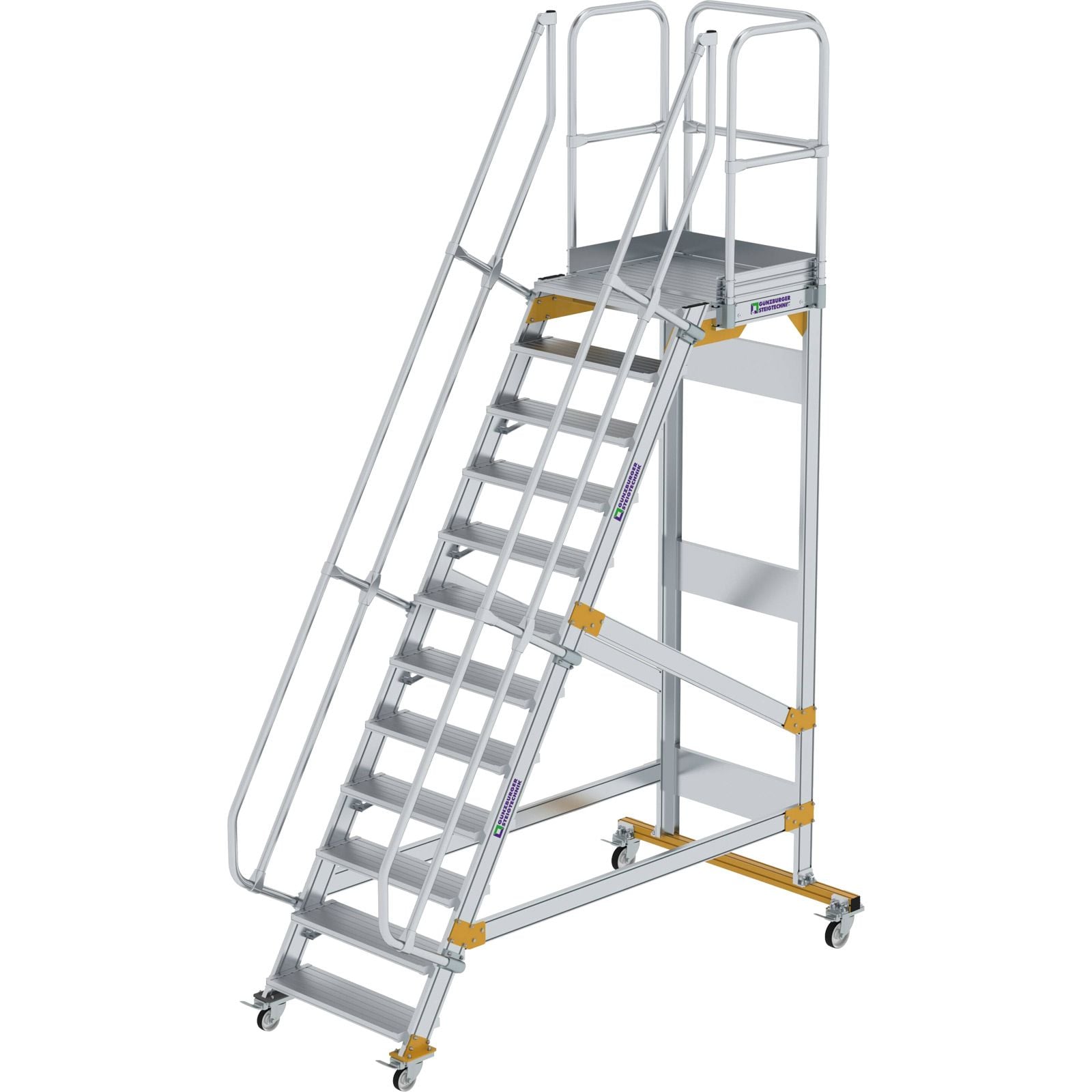 Günzburger Steigtechnik Plattformtreppe 60° fahrbar Stufenbreite 0,8 m 12 Stufen - 600732