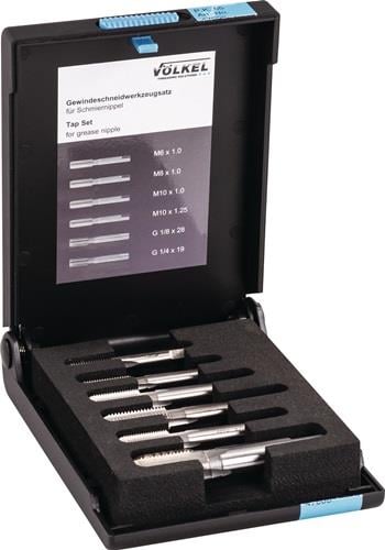 VÖLKEL Gewindeschneidzeugsatz M6-M10/G1/4-G1/8 Zoll HSS-G 6tlg. - 47008 VÖLKEL Gewindeschneidzeugsatz M6-M10/G1/4-G1/8 Zoll HSS-G 6tlg. - 47008