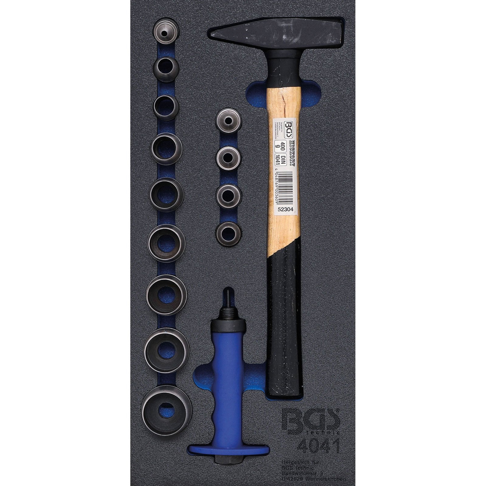 BGS Werkstattwageneinlage 1/3: Locheisen-Satz / Hammer 15tlg. - 4041