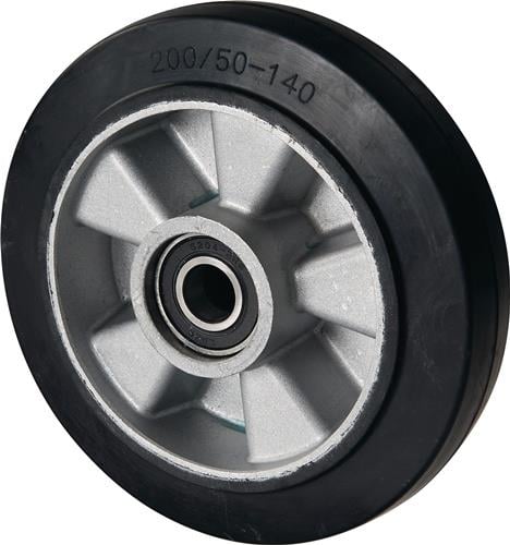 Lenkrad Elastik-Vollgummi Naben-L.55mm Rad-B.50mm D.200mm Guss-Felge f.Gabelhub.