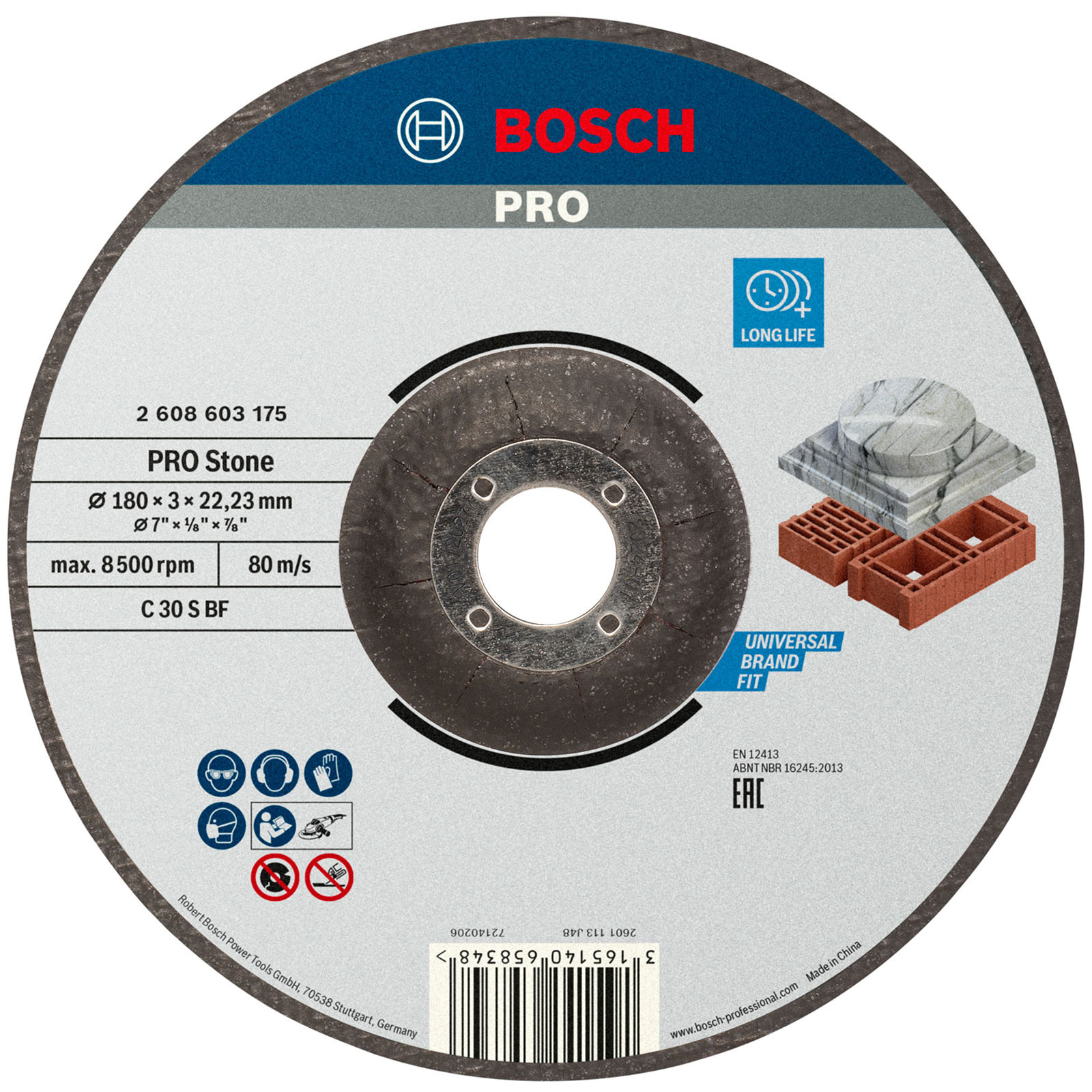 Bosch PRO Stone Trennscheibe 180 x 3 x 22,23 mm - 2608603175
