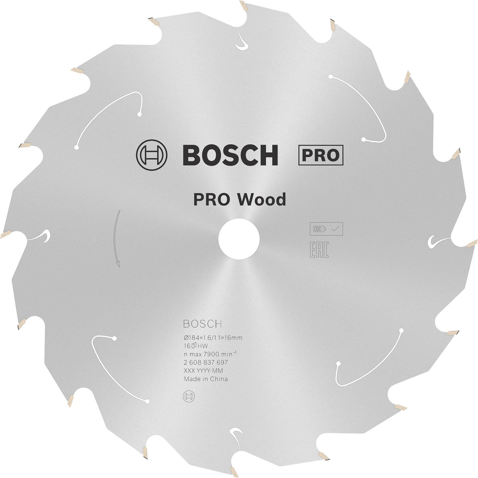 Bosch PRO Wood cordless Blatt für Kreissägen 184 x 1,6 x 16 mm - 2608837697