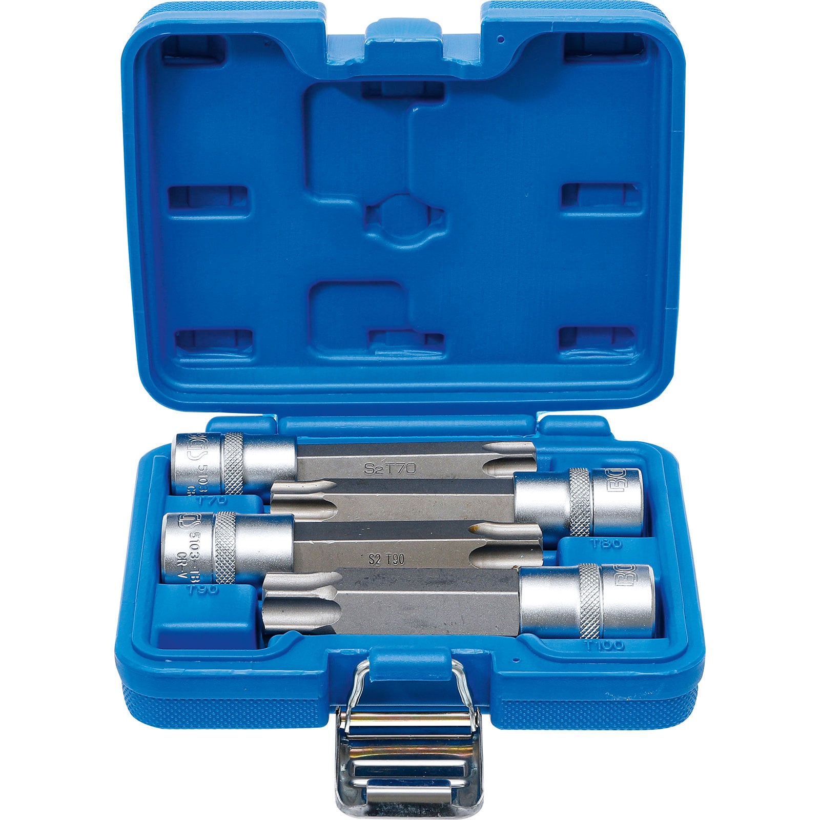 BGS Bit-Einsatz-Satz Antrieb Innenvierkant 12,5 mm (1/2") T-Profil (für Torx) mit Bohrung 4tlg. - 5103