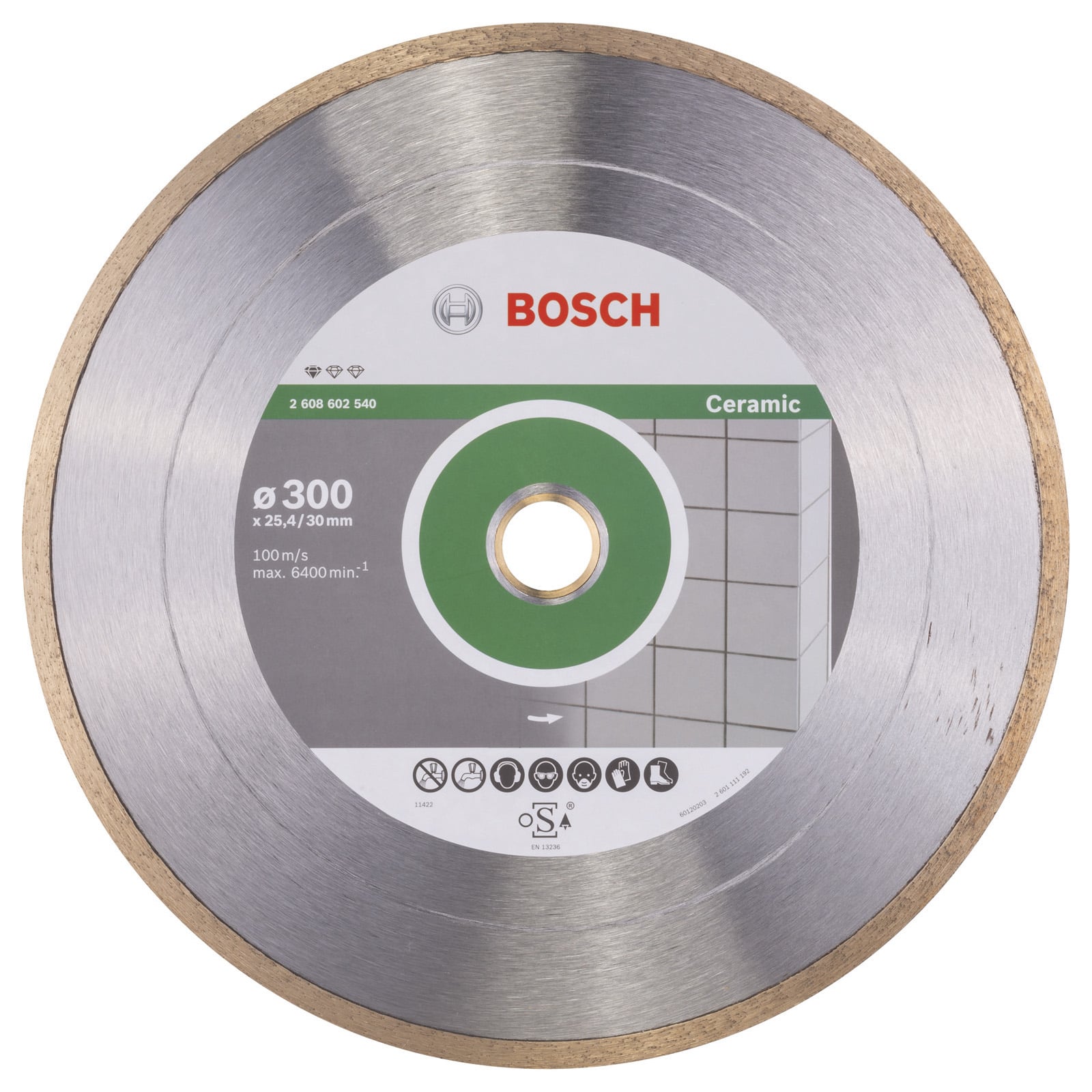 Bosch Diamanttrennscheibe Standard for Ceramic, 300 x 30+25,40 x 2 x 7 mm -2608602540