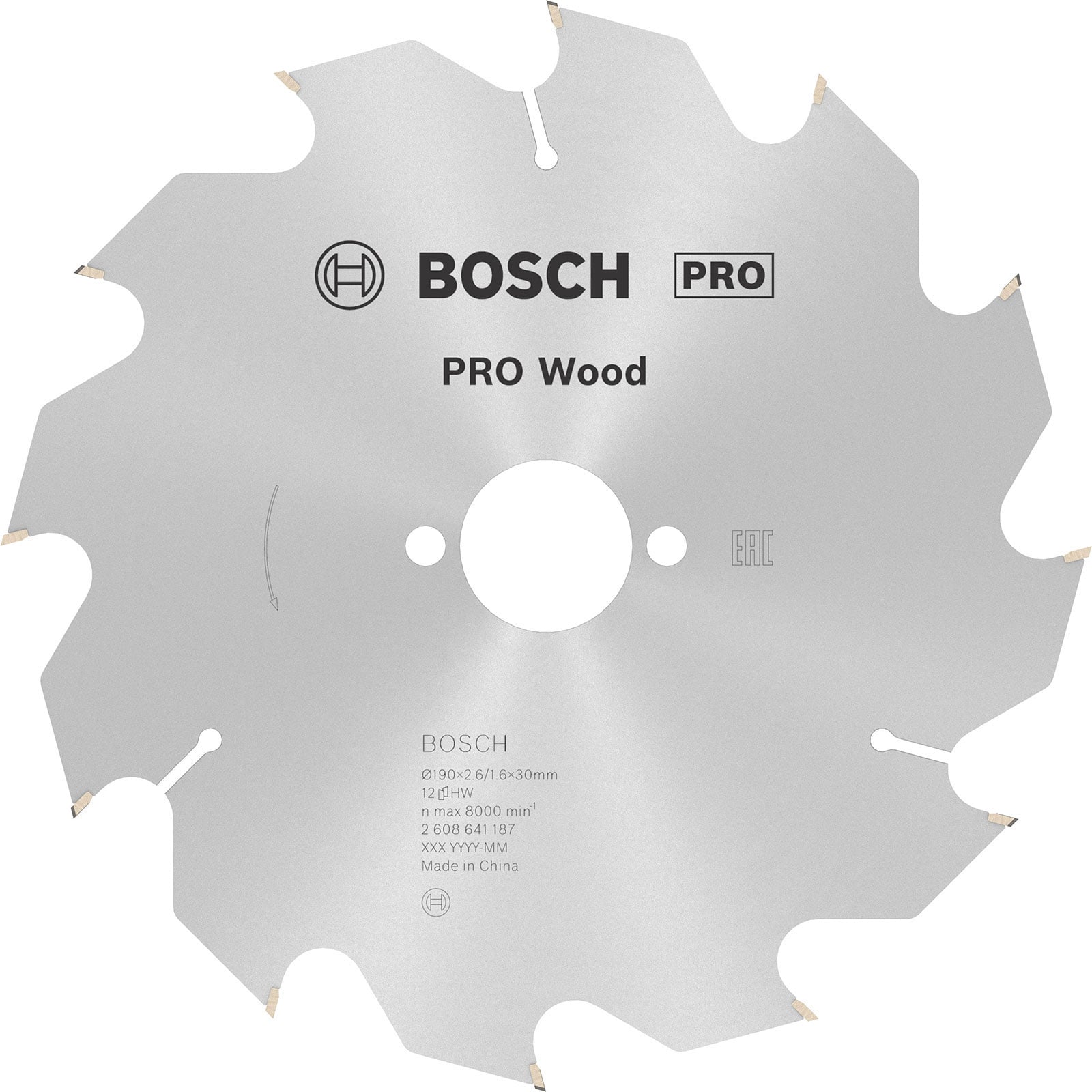Bosch PRO Wood Kreissägeblatt 190 x 2,6 x 30 mm - 2608641187