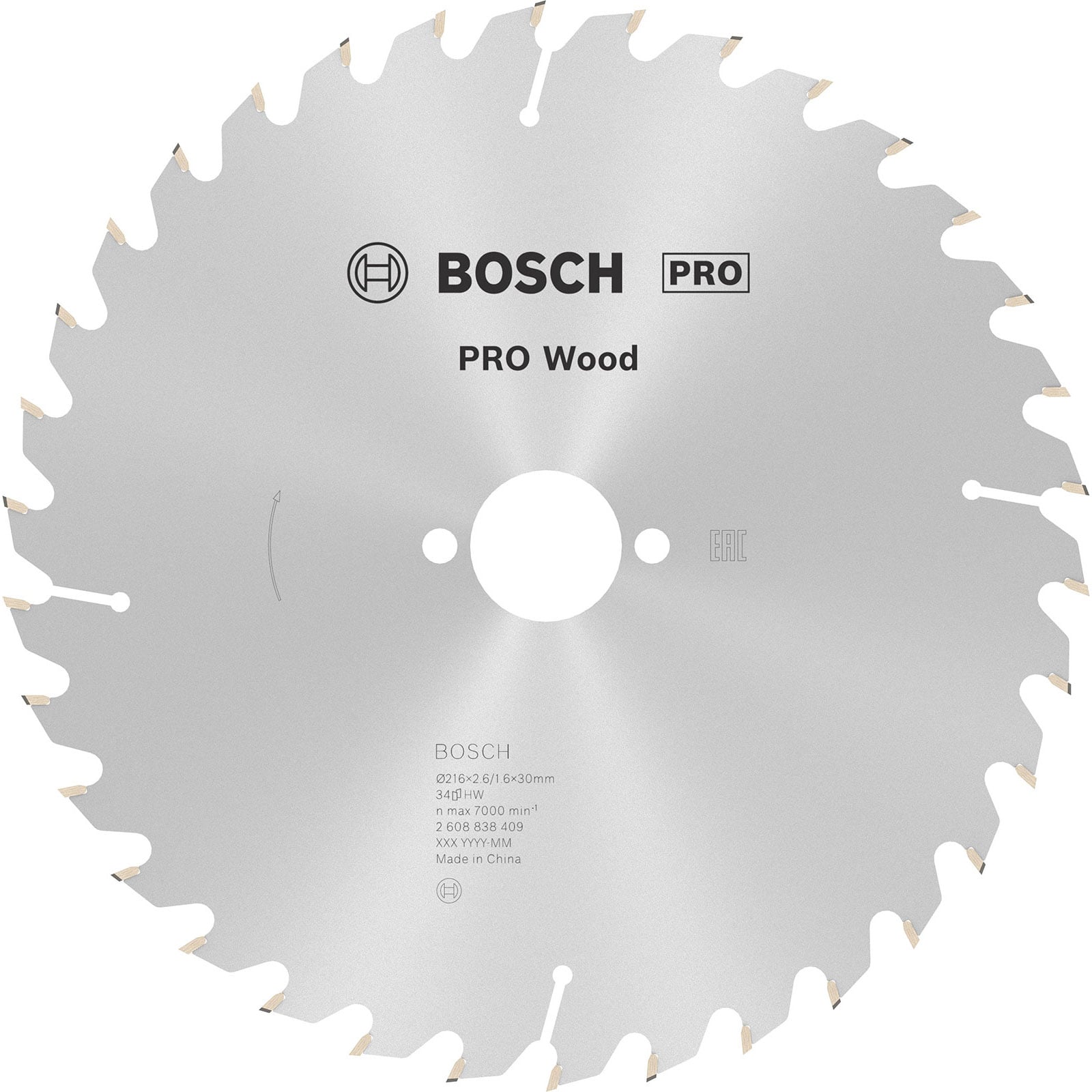 Bosch PRO Wood Kreissägeblatt 216 x 2,6 x 30 mm - 2608838409