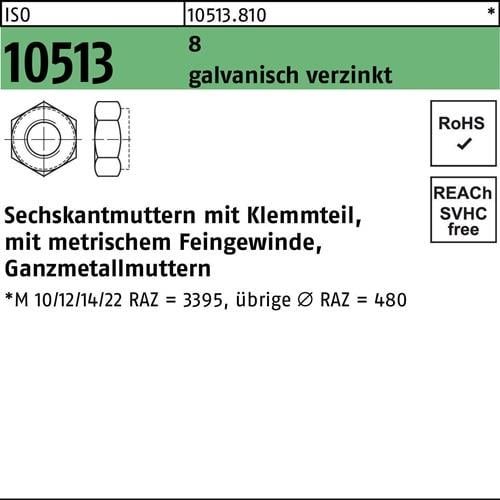 Sechskantmutter ISO 10513/DIN 6925 Klemmteil M24x2 8 galv.verz. 25St.