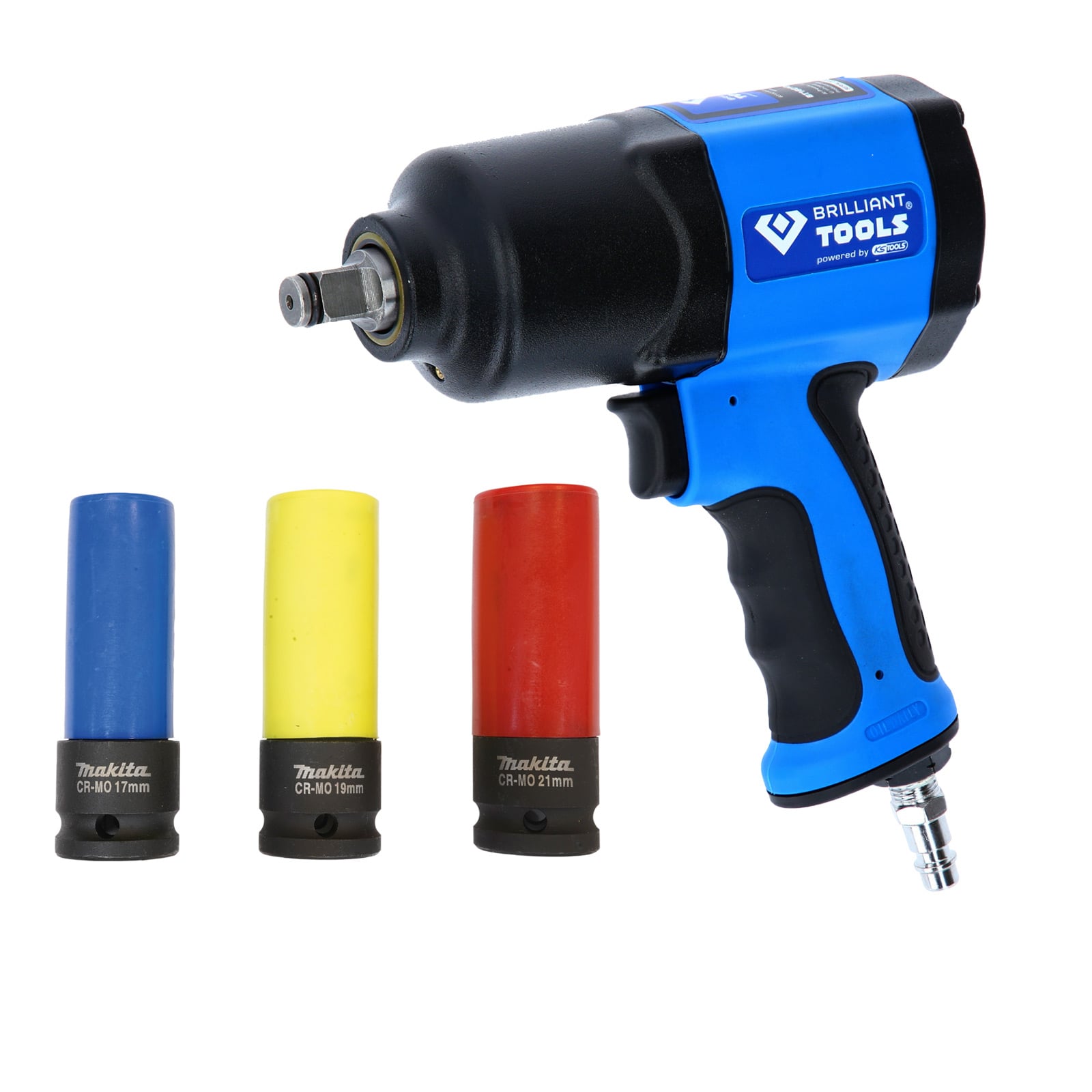 BRILLIANT TOOLS Druckluft-Schlagschrauber 1/2" 1.450 Nm inkl. Steckschlüssel-Set