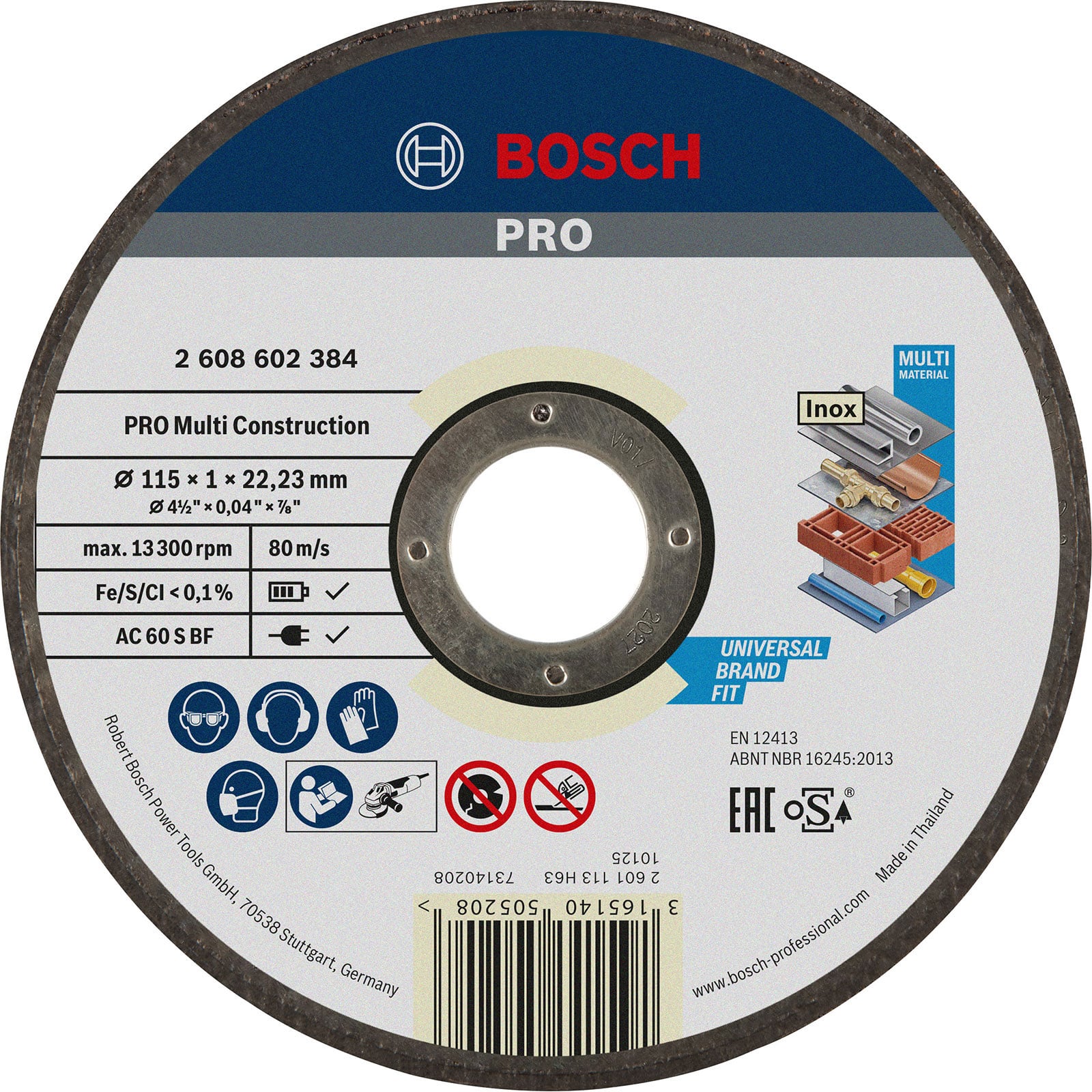 Bosch PRO Multi Material Trennscheibe 115 x 1 x 22,23 mm - 2608602384